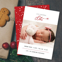 Onze kerstster stijlvolle Baby Foto Moderne geboor Feestdagenkaart