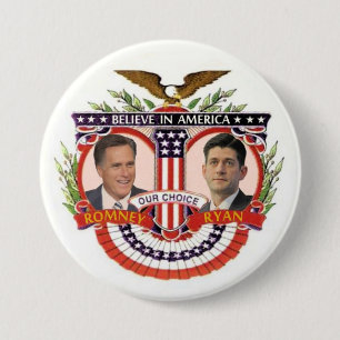 Onze keuze: Romney/Ryan Ronde Button 7,6 Cm