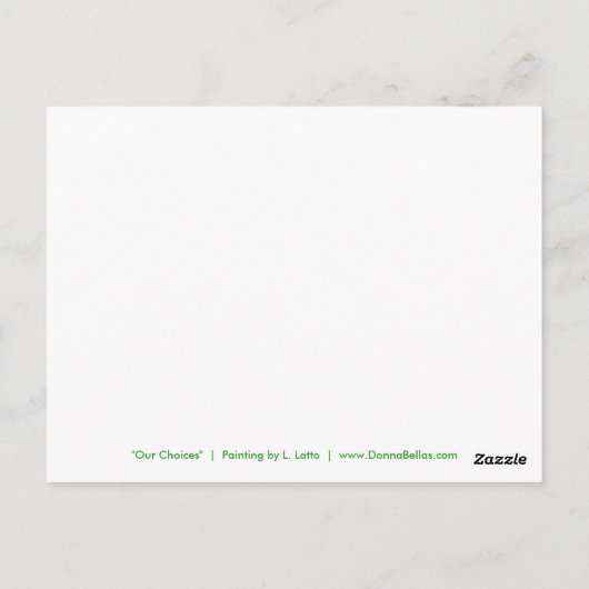 Onze keuzes - Recyclen, hergebruikt, reduceert het Briefkaart (Achterkant)