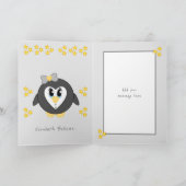 Onze kleindochter bij Kerstmis schattige pinguïn g Feestdagen Kaart (Binnen)