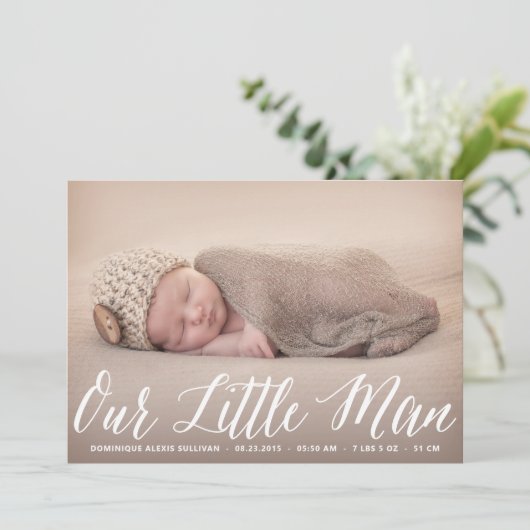 Onze kleine aankondiging van de Foto van het Manus (Staand voorkant)