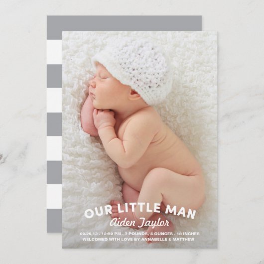 Onze kleine aankondiging van de geboorte van het M (Voorkant / Achterkant)