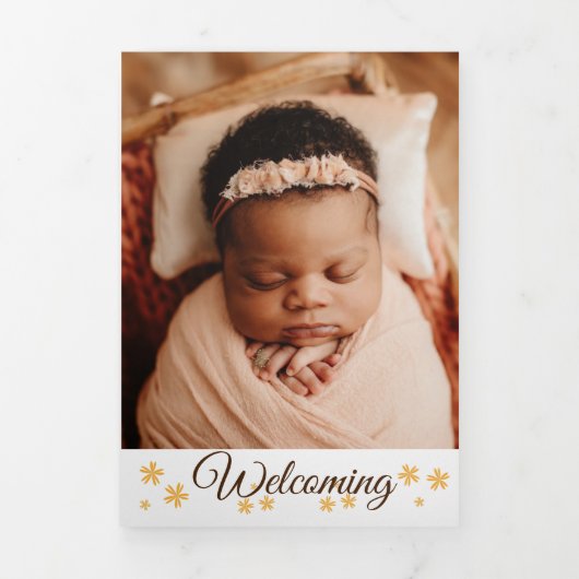 "Onze kleine" aanpasbare geboortetekaart met Tri-F Drieluik Wenskaart (Cover)