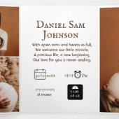 "Onze kleine" aanpasbare geboortetekaart met Tri-F Drieluik Wenskaart (Binnenkant midden)