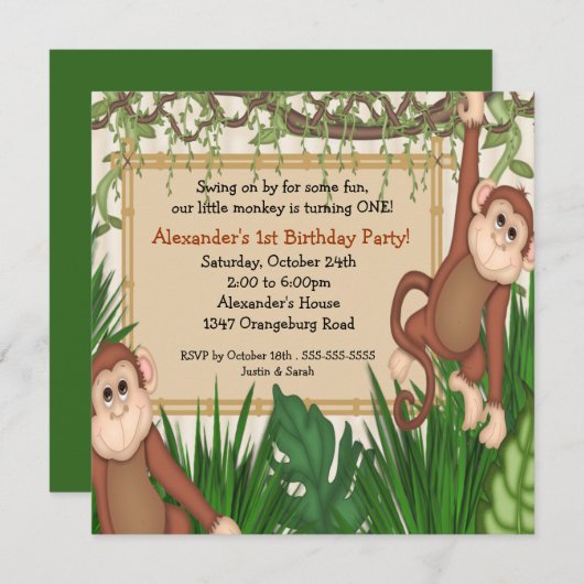 Onze kleine aap 1e verjaardag kaart (Voorkant / Achterkant)