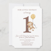 Onze kleine aap baby jongen 1e verjaardag uitnodig kaart (Voorkant)