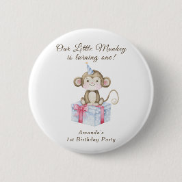 Onze Kleine Aap Eerste Verjaardag  Ronde Button 5,7 Cm