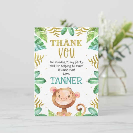 Onze kleine aap van afgelopen dag Dank je wel Kaart (Staand voorkant)