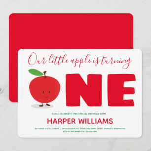 Onze kleine Apple die een eerste verjaardag rood d Kaart