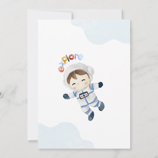 Onze kleine astronaut thema verjaardagsfeest kaart (Achterkant)