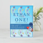 Onze kleine astronaut wordt er een! Space Birthday Kaart (Staand voorkant)