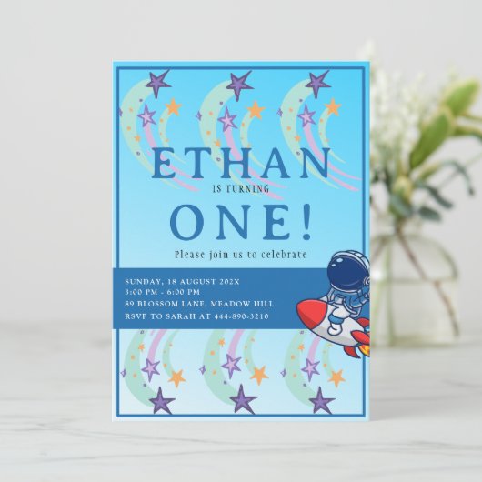 Onze kleine astronaut wordt er een! Space Birthday Kaart (Staand voorkant)