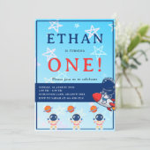 Onze kleine astronaut wordt er een! Verjaardag in  Kaart (Staand voorkant)