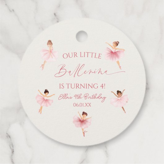 Onze kleine ballerina roze ballet verjaardagsfeest bedankjes labels (Achterkant)