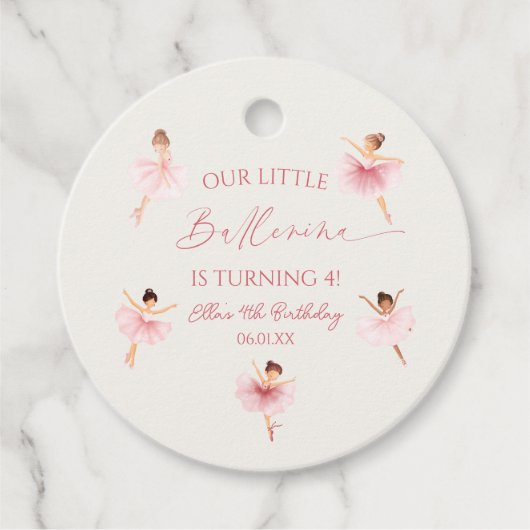 Onze kleine ballerina roze ballet verjaardagsfeest bedankjes labels