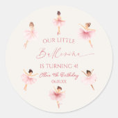 Onze kleine ballerina roze ballet verjaardagsfeest ronde sticker (Voorkant)