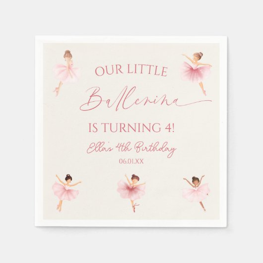 Onze kleine ballerina roze ballet verjaardagsfeest servet (Voorkant)