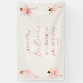 Onze kleine ballerina roze ballet verjaardagsfeest spandoek (Verticaal)
