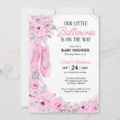 Onze Kleine Ballerina roze Bloemen Baby shower Kaart (Voorkant)