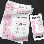 Onze Kleine Ballerina roze Bloemen Baby shower Kaart