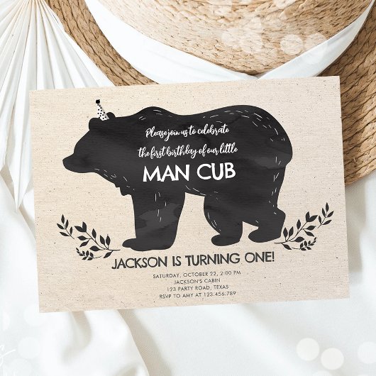 Onze kleine Beer Cub Woodland Boy Eerste Verjaarda Kaart