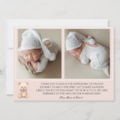 Onze Kleine Beer Roze 3 Foto Geboorteaankondiging (Achterkant)