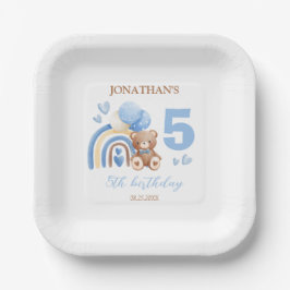 Onze kleine Beer Schattigee regenboogballon Verjaa Papieren Bordje