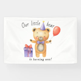 Onze Kleine Beer wordt één Kinderverjaardag Spandoek