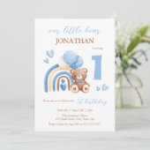 Onze kleine Beren regenboogballon 1e verjaardag Kaart (Staand voorkant)