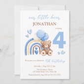 Onze kleine Beren regenboogballon 4e verjaardag Kaart (Voorkant)