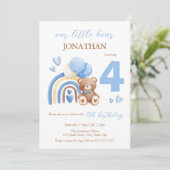 Onze kleine Beren regenboogballon 4e verjaardag Kaart (Staand voorkant)