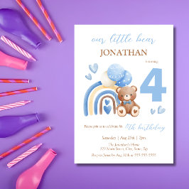 Onze kleine Beren regenboogballon 4e verjaardag Kaart