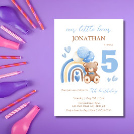 Onze kleine Beren regenboogballon 5e verjaardag Kaart