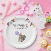 Onze kleine bever 1e verjaardag feest papieren bordje (Feest)