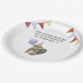 Onze kleine bever 1e verjaardag feest papieren bordje (Gekanteld)