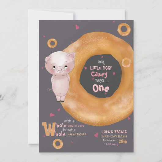 "ONZE KLEINE BIGGETJE"  |  “Love & Bagels” Kaart (Voorkant)