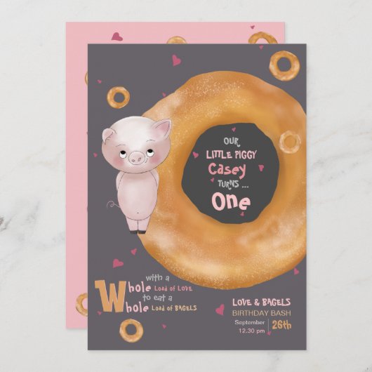 "ONZE KLEINE BIGGETJE"  |  “Love & Bagels” Kaart (Voorkant / Achterkant)