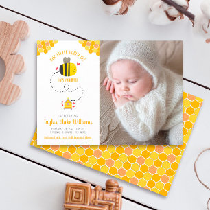 Onze Kleine Bij Cute Kawaii Baby Foto Geboorte Aankondiging