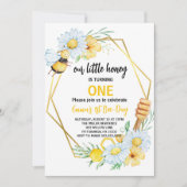 Onze Kleine Bij Draait Eén Bij 1e Verjaardag Kaart (Voorkant)