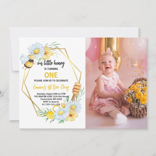 Onze Kleine Bij Is Eén Bijen 1e Verjaardag Kaart (Voorkant)