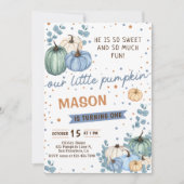 Onze kleine blauwe pompoen Herfst verjaardagsfeest Kaart (Voorkant)