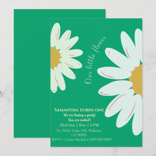 Onze kleine bloem draait één bloemenjade verjaarda kaart (Voorkant / Achterkant)