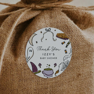 Onze kleine boe bijna te wijten Halloween Baby sho Ronde Sticker