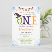 Onze kleine boe die een, Halloween 1e verjaardag d Kaart (Staand voorkant)