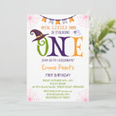 Onze kleine boe die een, Halloween 1e verjaardag d Kaart (Staand voorkant)