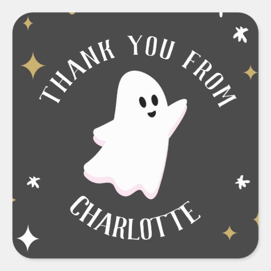 Onze kleine boe die twee Ghost Halloween Favor dra Vierkante Sticker (Voorkant)
