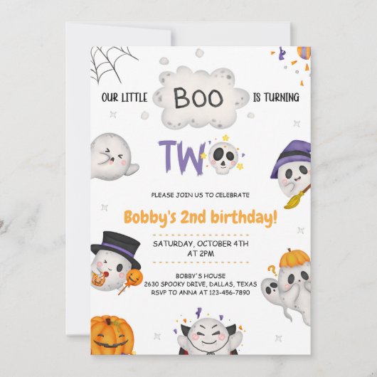 Onze kleine boe die twee Halloween 2e verjaardag d Kaart (Voorkant)