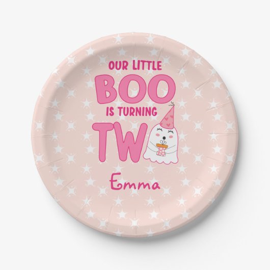 Onze kleine boe die twee Halloween 2e verjaardag d Papieren Bordje (Voorkant)