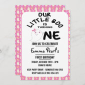 Onze kleine boe draait er één, roze meisje hallowe kaart (Voorkant / Achterkant)