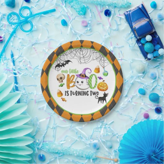 Onze kleine boe draait om de TWEE verjaardag (2) Papieren Bordje (Feest)
